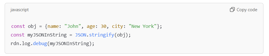 JSON log example