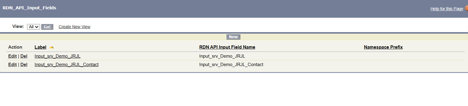 API Input Field Config